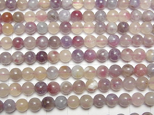 [Video]Lepidolite with Pink Tourmaline Round 6mm 1strand beads (aprx.15inch/36cm)