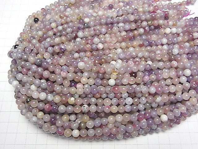 [Video]Lepidolite with Pink Tourmaline Round 6mm 1strand beads (aprx.15inch/36cm)