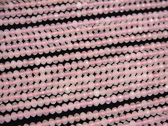 [Video] High Quality! Rose Quartz AA++ Faceted Button Rondelle 3x3x2mm 1strand beads (aprx.15inch/36cm)