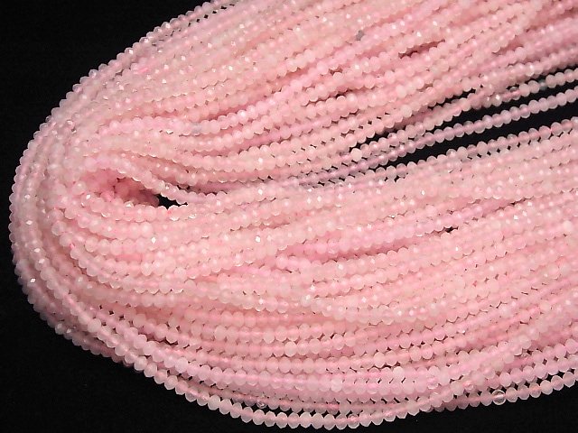 [Video] High Quality! Rose Quartz AA++ Faceted Button Roundel 3x3x2mm 1strand beads (aprx.15inch/36cm)