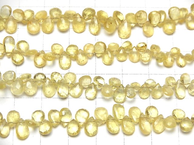 [Video]High Quality Heliodor AA++ Pear shape Faceted Briolette [Light color] half or 1strand beads (aprx.8inch/20cm)