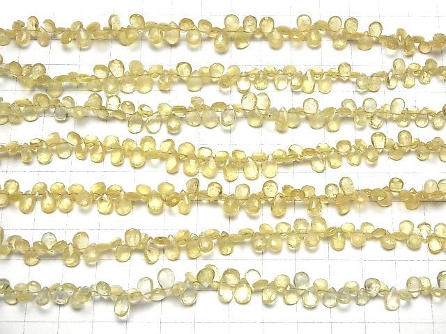 [Video]High Quality Heliodor AA++ Pear shape Faceted Briolette [Light color] half or 1strand beads (aprx.8inch/20cm)