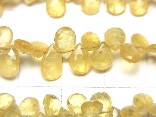 [Video]High Quality Heliodor AA++ Pear shape Faceted Briolette half or 1strand beads (aprx.8inch/20cm)