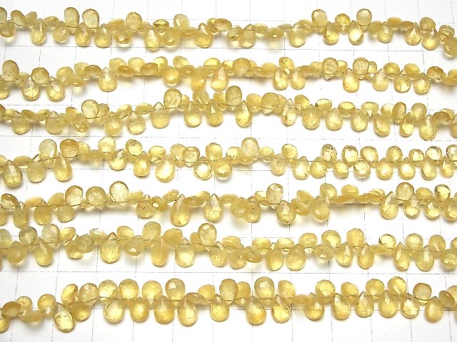 [Video]High Quality Heliodor AA++ Pear shape Faceted Briolette half or 1strand beads (aprx.8inch/20cm)
