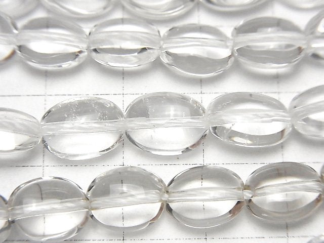 [Video]Crystal Quartz AAA- Oval half or 1strand beads (aprx.15inch/36cm)