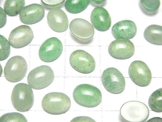 Green Aventurine Oval Cabochon 8x6mm 2pcs