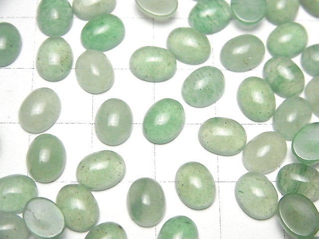 Green Aventurine Oval Cabochon 8x6mm 2pcs