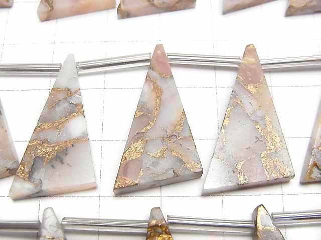 [Video]Copper Pink Opal AAA Flat Triangle 25x15mm half or 1strand (8pcs )