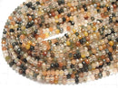[Video]High Quality! Multicolor Rutilated Quartz AA++ Faceted Button Rondelle 5x5x3.5mm half or 1strand beads (aprx.14inch/35cm)
