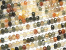 [Video]High Quality! Multicolor Rutilated Quartz AA++ Faceted Button Rondelle 5.5x5.5x4mm half or 1strand beads (aprx.15inch/36cm)