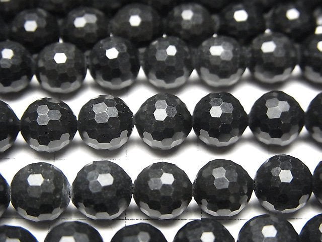 [Video]High Quality! Russia Shungite AAA 128Faceted Round 8mm 1strand beads (aprx.15inch/36cm)