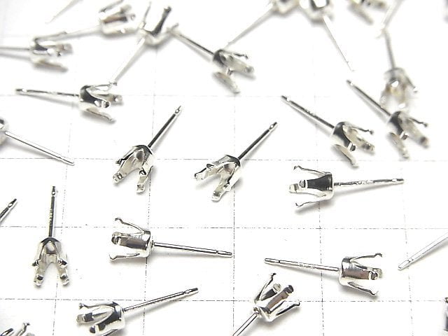 Silver925 4pcs Claw Earstuds Earrings Frame [3mm][4mm][5mm][6mm] 2pairs (4 pieces)