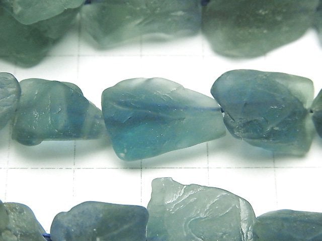 [Video] Blue Green Fluorite Rough Rock Nugget [M-L size] 1strand beads (aprx.15inch/36cm)