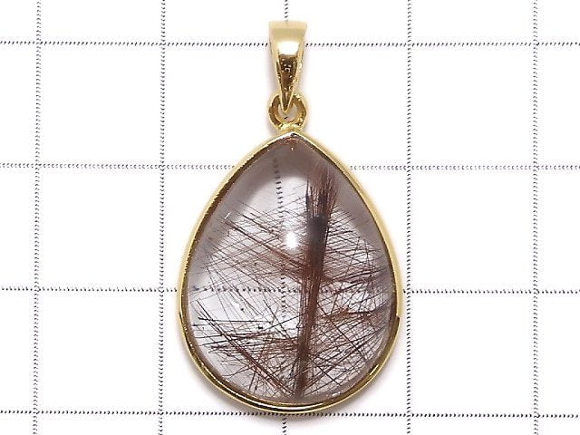 [Video][One of a kind] Brown Rutilated Quartz AAA Pendant 18KGP NO.54