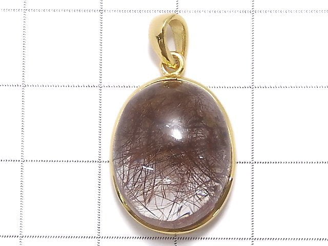 [Video][One of a kind] Brown Rutilated Quartz AAA Pendant 18KGP NO.60