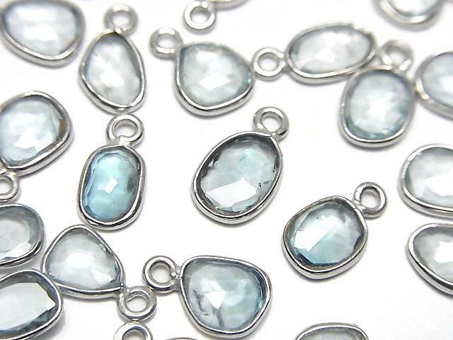 [Video]High Quality Natural Blue Zircon AA++ Bezel Setting Freeform Rose Cut [One Side] Silver925 4pcs