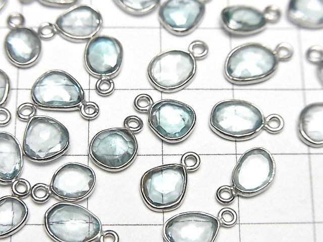[Video]High Quality Natural Blue Zircon AA++ Bezel Setting Freeform Rose Cut [One Side] Silver925 4pcs