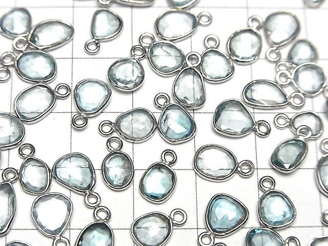 [Video]High Quality Natural Blue Zircon AA++ Bezel Setting Freeform Rose Cut [One Side] Silver925 4pcs
