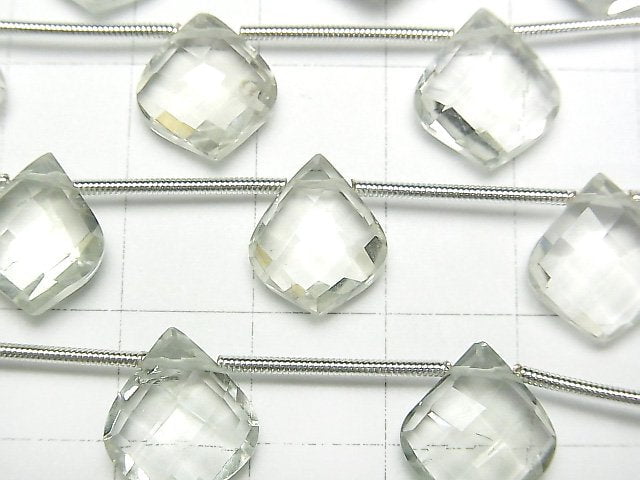 [Video]High Quality Green Amethyst AAA- Deformed Faceted Pear Shape 1strand (8pcs )