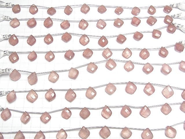 [Video]High Quality Pink Epidote AAA- Deformed Faceted Pear Shape 1strand (8pcs )