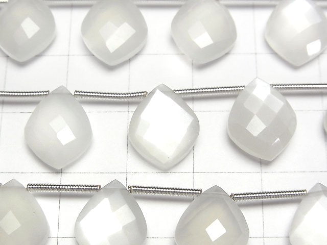 [Video]High Quality White Moonstone AAA- Deformed Faceted Pear Shape 1strand (8pcs)