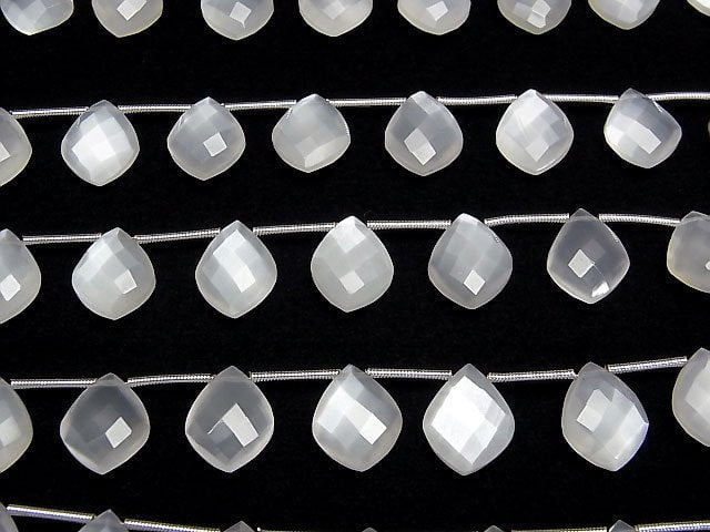 [Video]High Quality White Moonstone AAA- Deformed Faceted Pear Shape 1strand (8pcs)