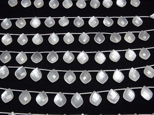 [Video]High Quality White Moonstone AAA- Deformed Faceted Pear Shape 1strand (8pcs)