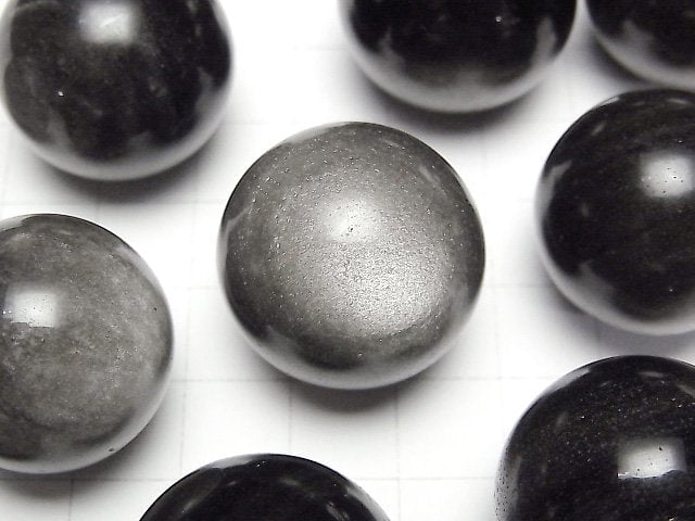 [Video]Silver Obsidian AAA Sphere, Round 21-25mm 1pc