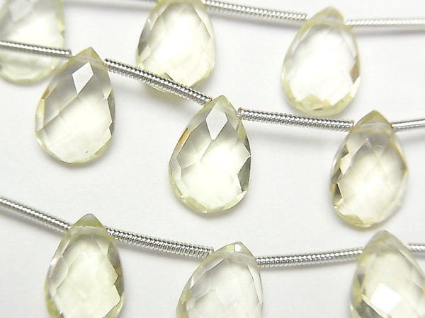 Faceted Briolette, Lemon Quartz, Pear Shape Gemstone Beads