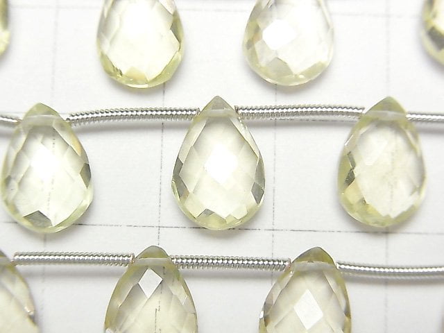 [Video]High Quality Lemon Quartz AAA Pear shape Faceted Briolette 12x8mm 1strand (8pcs )