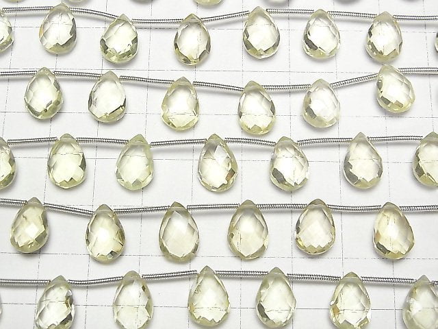 [Video]High Quality Lemon Quartz AAA Pear shape Faceted Briolette 12x8mm 1strand (8pcs )