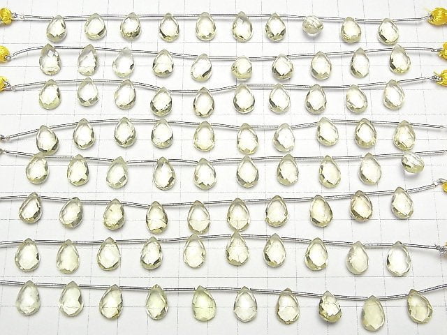 [Video]High Quality Lemon Quartz AAA Pear shape Faceted Briolette 12x8mm 1strand (8pcs )