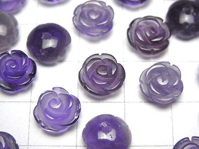 [Video] Amethyst AA Rose 10mm [Half Drilled Hole ] 4pcs