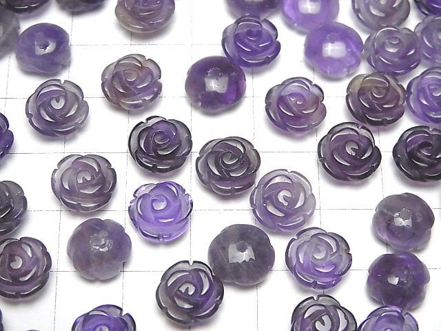 [Video] Amethyst AA Rose 10mm [Half Drilled Hole ] 4pcs