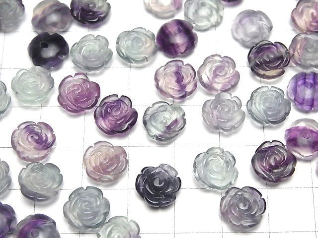 [Video] Multicolor Fluorite AA++ Rose 10mm [Half Drilled Hole ] 4pcs