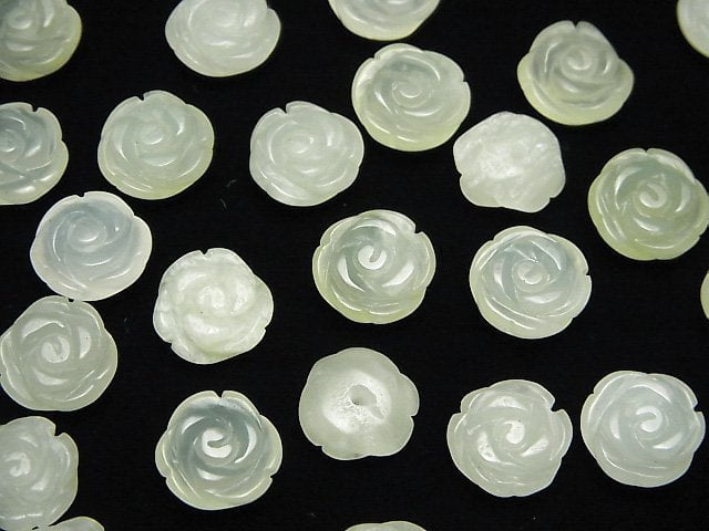 [Video] New Jade Rose 10mm [Half Drilled Hole ] 4pcs