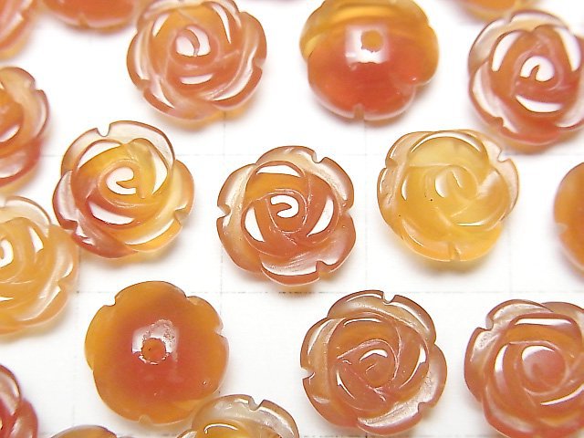 [Video]Carnelian AAA- Rose 10mm [Half Drilled Hole ] 4pcs