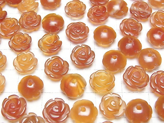 [Video]Carnelian AAA- Rose 10mm [Half Drilled Hole ] 4pcs