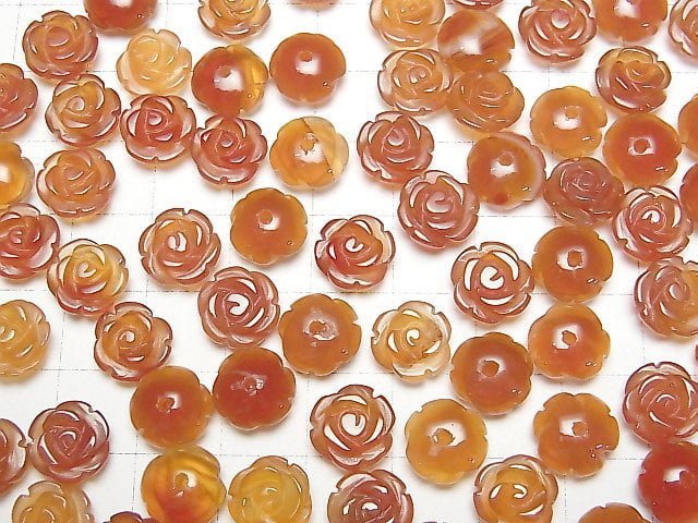 [Video]Carnelian AAA- Rose 10mm [Half Drilled Hole ] 4pcs