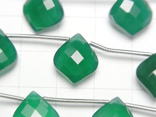 [Video]High Quality Green Onyx AAA- Deformed Faceted Pear Shape 1strand (8pcs)