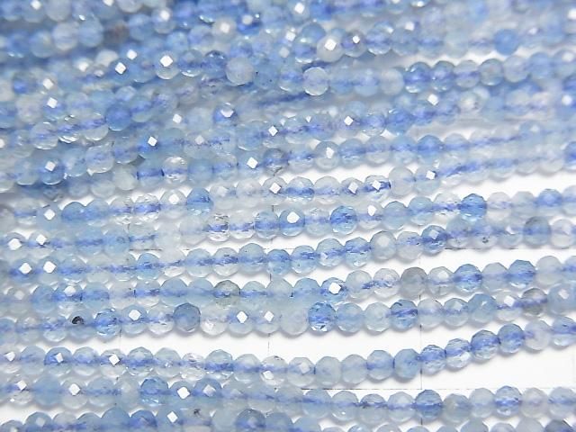 [Video]High Quality! Aquamarine AA++ Faceted Round 2mm 1strand beads (aprx.15inch/37cm)