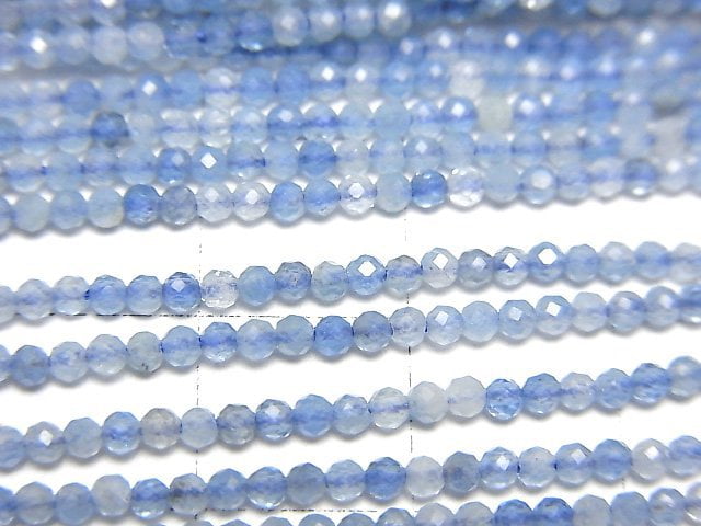 [Video]High Quality! Deep Blue Aquamarine AA++ Faceted Round 2mm 1strand beads (aprx.15inch/37cm)