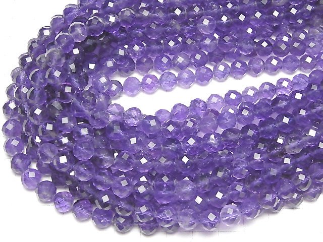 [Video]High Quality! Amethyst AA+ 64Faceted Round 8mm half or 1strand beads (aprx.15inch/36cm)