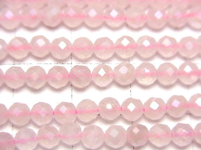 [Video]High Quality! Flash, Rose Quartz 32Faceted Round 4mm 1strand beads (aprx.13inch/33cm)