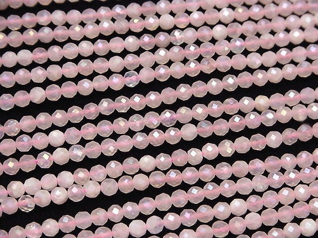 [Video]High Quality! Flash, Rose Quartz 32Faceted Round 4mm 1strand beads (aprx.13inch/33cm)