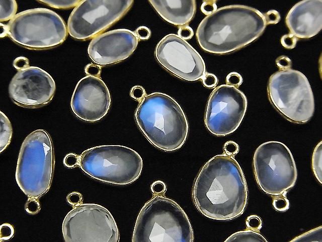 [Video] High Quality Royal Blue Moonstone AA++ Bezel Setting Freeform Rose Cut [One Side] 18KGP 4pcs