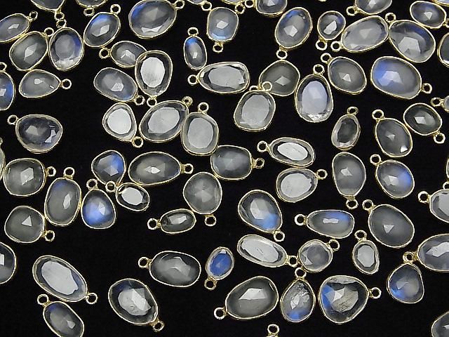 [Video] High Quality Royal Blue Moonstone AA++ Bezel Setting Freeform Rose Cut [One Side] 18KGP 4pcs