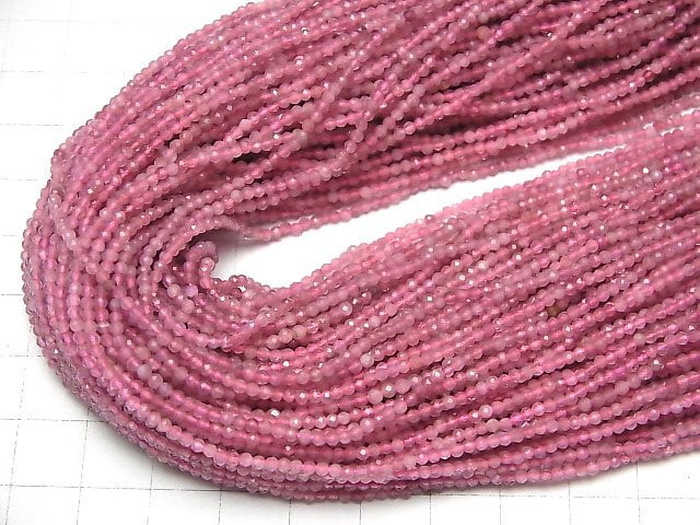 [Video]High Quality! Pink Tourmaline AA++ Faceted Round 2mm 1strand beads (aprx.15inch/36cm)