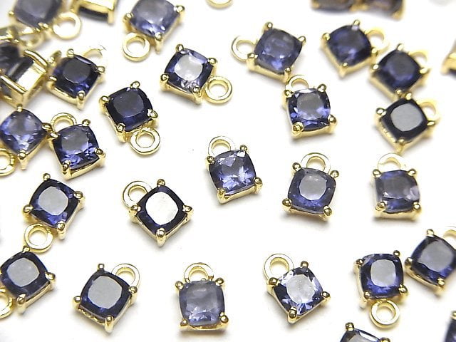 Bezel Setting, Iolite, Rectangle Gemstone Beads