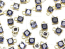 [Video]High Quality Iolite AAA Bezel Setting Square Faceted 4x4mm 18KGP 2pcs
